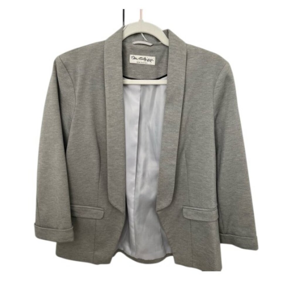 Miss Selfridge grey relaxed fit open blazer size 8